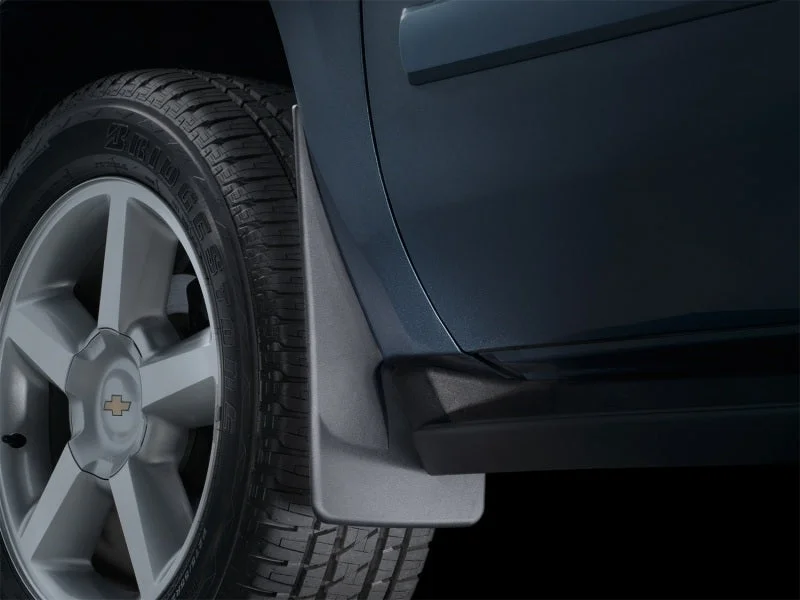 WeatherTech 07+ Chevrolet Avalanche No Drill Mudflaps - Black - Installation View