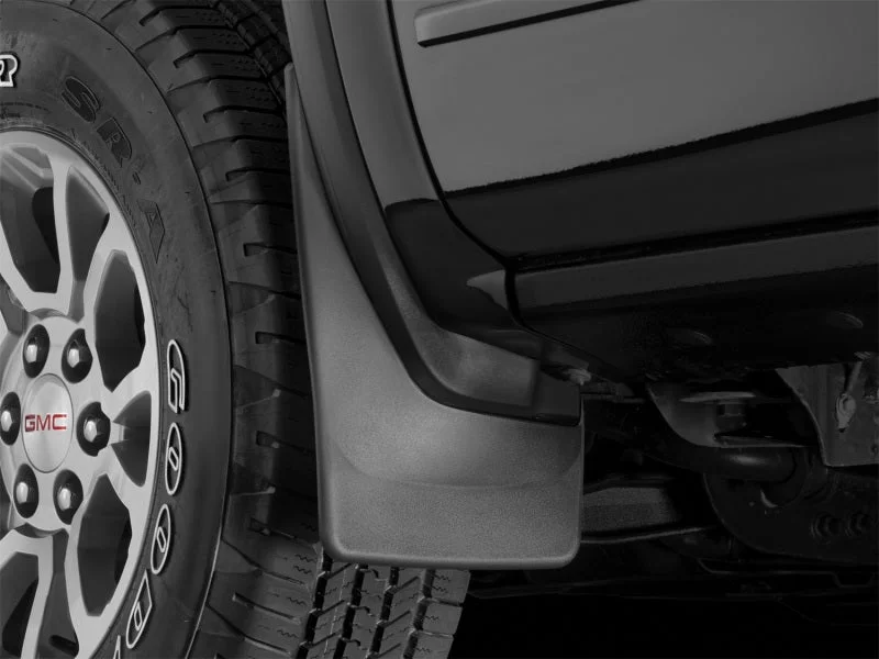 WeatherTech 14+ GMC Sierra/Sierra Denali No Drill Mudflaps - Black - Installation View