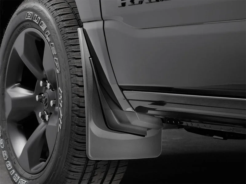 WeatherTech 19+ Dodge Ram w/o Factory Flares Front No Drill Mudflaps - Black - Side View