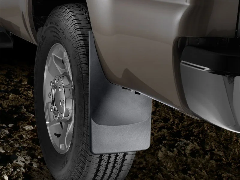 WeatherTech 11+ Ford Super Duty No Drill Mudflaps - Black - Installation View