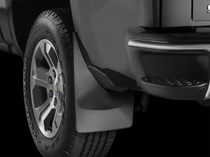 WeatherTech 14+ Chevrolet Silverado No Drill Mudflaps - Black - Installation View