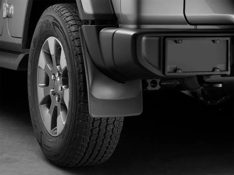 WeatherTech 2018+ Jeep Wrangler JL Rear No Drill MudFlaps - Black - Side View