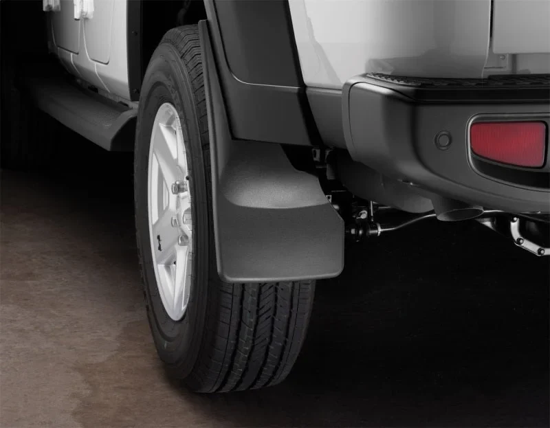 WeatherTech 2020+ Jeep Gladiator Overland/Sport No Drill Mudflaps - Black - Side View