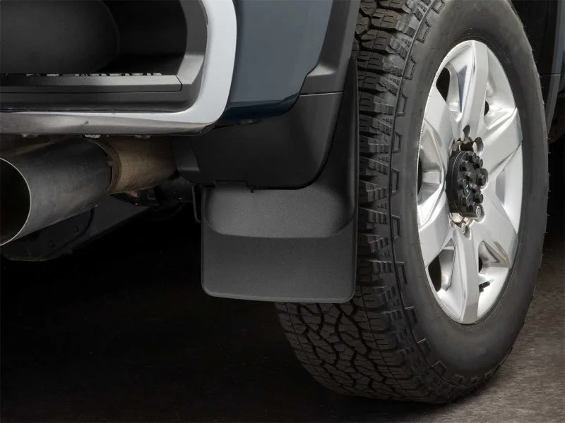 WeatherTech 20-24 Chevrolet Silverado 2500HD/3500HD Rear No Drill Mudflaps - Black - Side View