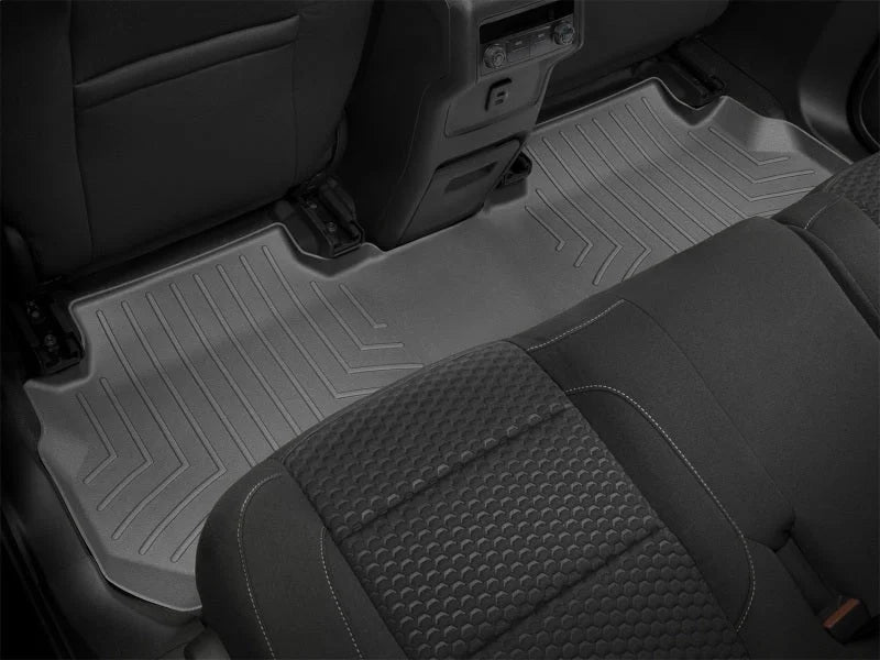 WeatherTech 2017+ GMC Acadia/Acadia Denali (2nd Row Bench Seats ONLY) Rear FloorLiners - Black - Back View