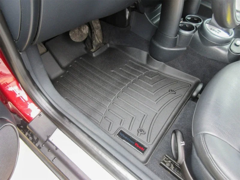 WeatherTech 02-06 Mini Cooper Front FloorLiner - Black - Installation View