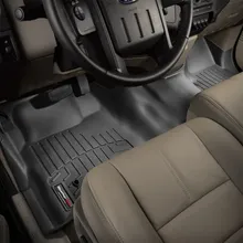WeatherTech 08-10 Ford SuperDuty Front FloorLiner - Black - Installation View