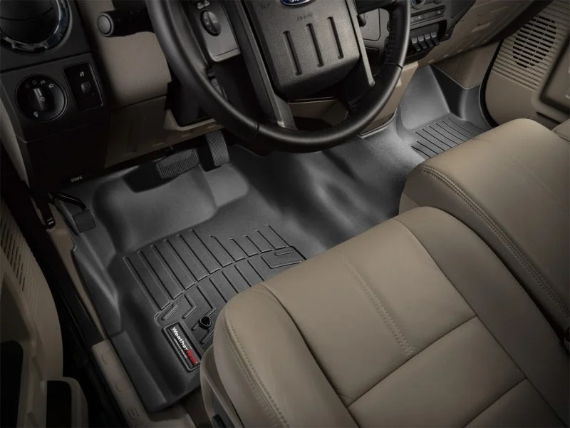 WeatherTech 08-10 Ford SuperDuty Front FloorLiner - Black - Installation View