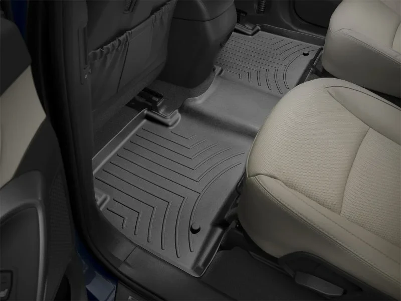 WeatherTech 13+ Hyundai Santa Fe Rear FloorLiner - Black - Installation View