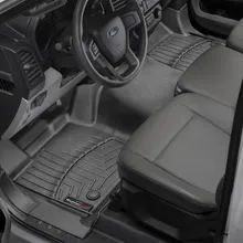 WeatherTech 16+ Ford F-150 Regular Cab Vinyl Floor Front FloorLiner-Black (Bench Seats w/o Console) - Installation View
