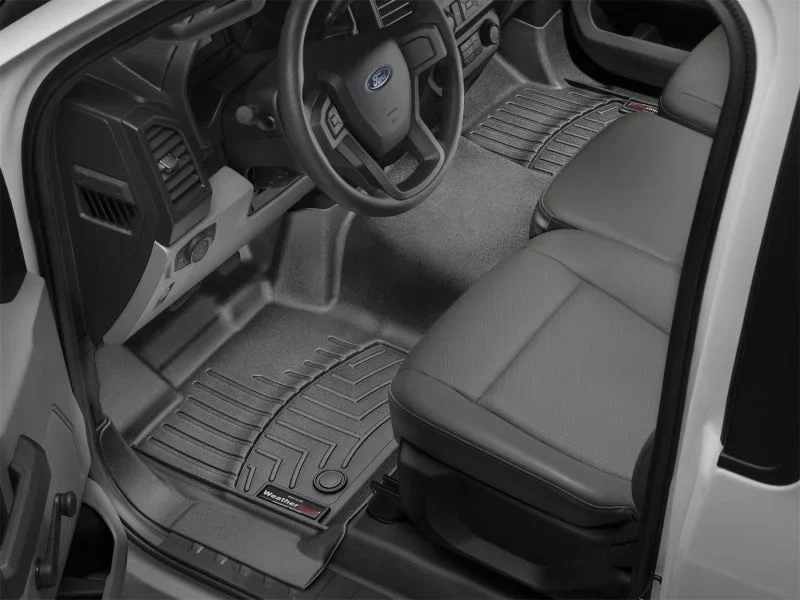WeatherTech 16+ Ford F-150 Regular Cab Vinyl Floor Front FloorLiner-Black (Bench Seats w/o Console) - Installation View