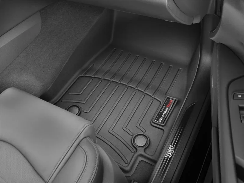 WeatherTech 2016+ Cadillac CT6 Front FloorLiners - Black - Back View