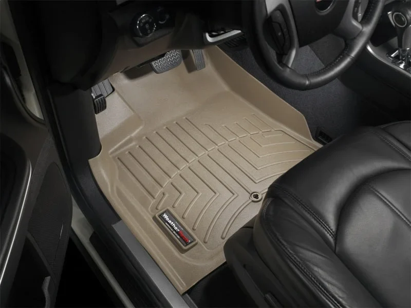 WeatherTech 08+ GMC Acadia Front FloorLiner - Tan - Installation View
