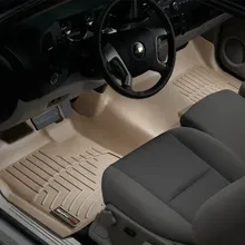 WeatherTech 07-13 GMC Sierra Front Floorliner OTH - Tan - Installation View