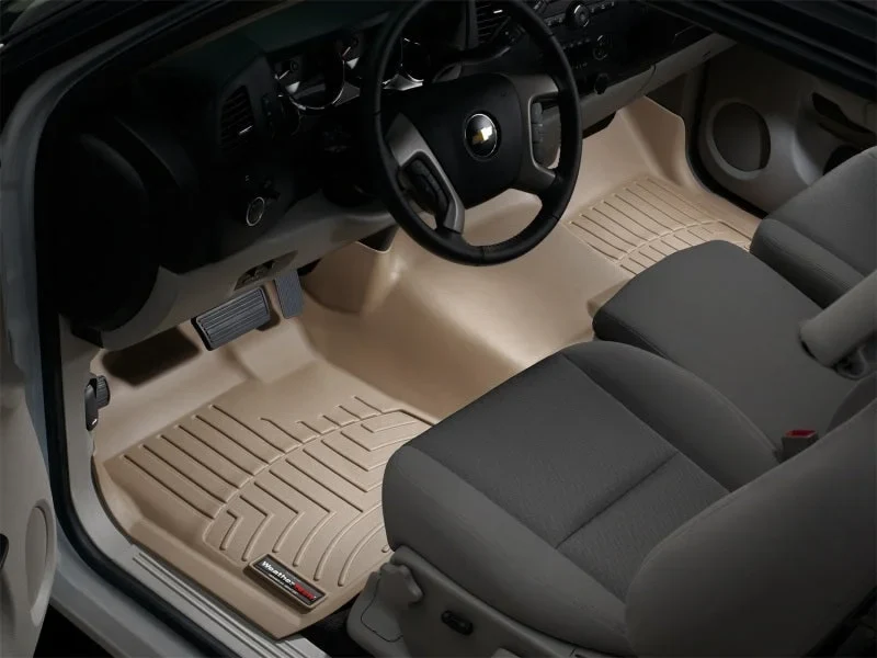 WeatherTech 07-13 GMC Sierra Front Floorliner OTH - Tan - Installation View