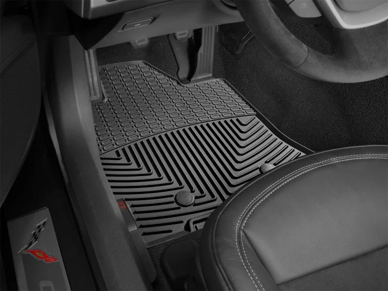 WeatherTech 2014+ Chevrolet Corvette Front Rubber Mats - Black - Back View