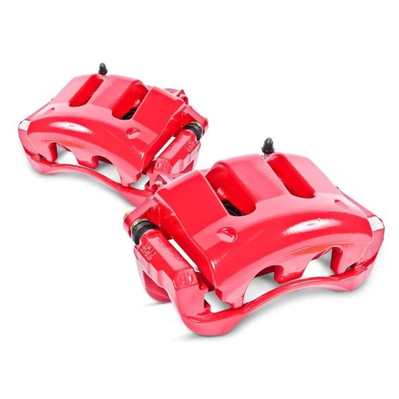 Power Stop 07-08 Cadillac Escalade Front Red Calipers w/Brackets - Pair - Side View