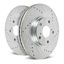 Power Stop Front Evolution Drilled & Slotted Rotors - Pair fits 1987-1993 Ford Mustang GT - Side View