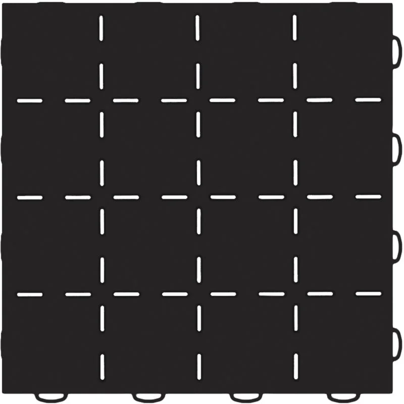 WeatherTech TechFloor - 12in x 12in Solid Tile w/ Raised Squares - Black - Installation View