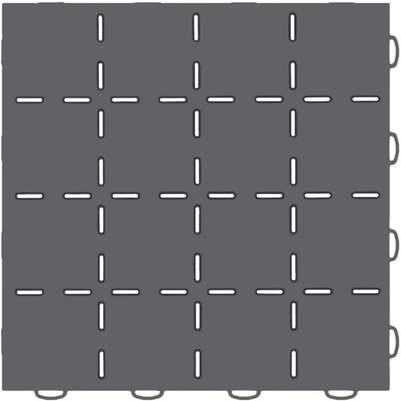 WeatherTech TechFloor 12in x 12in Solid Floor Tile w/ Raised Squares - Dark Grey - Side View