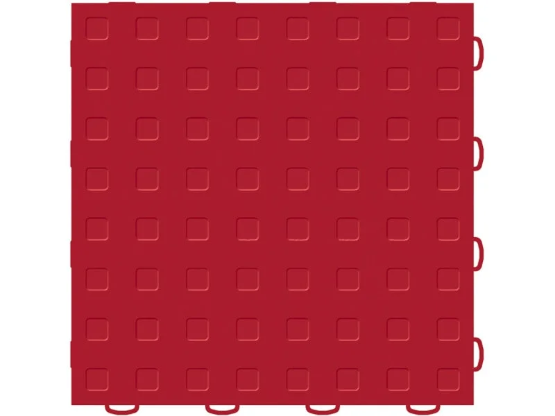 WeatherTech TechFloor 12in x 12in Solid Floor Tile w/ Raised Squares - Red - Back View