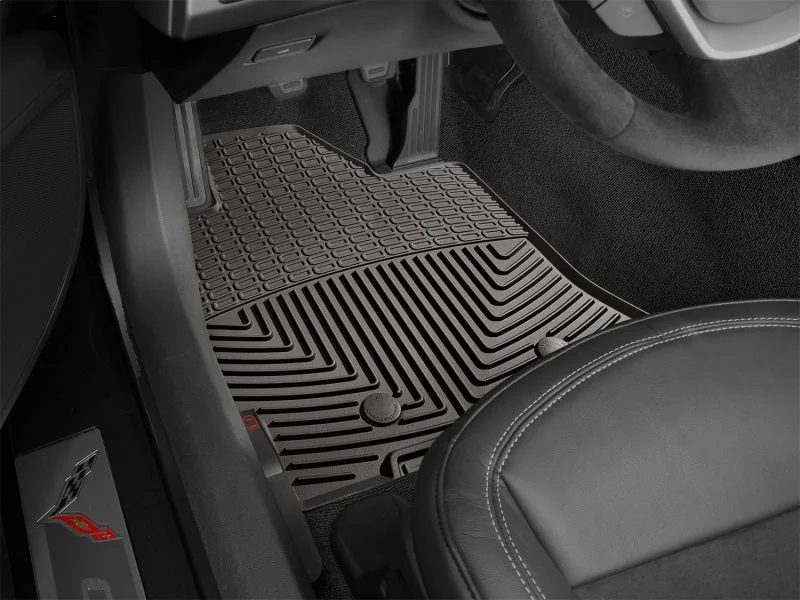 WeatherTech 2014+ Chevrolet Corvette Front Rubber Mats - Cocoa - Back View