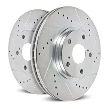 Power Stop 13-22 Ford F-350 Super Duty Front Drilled & Slotted Rotor - Pair - Back View