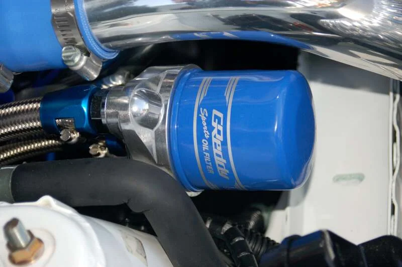 GReddy Type G Oil Block Assembly .75x16 AN10 - Installation View