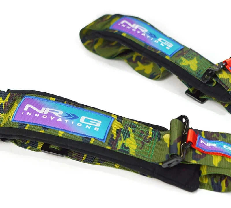 NRG 5PT 3in. Seat Belt Harness / Cam Lock - Green - Back View