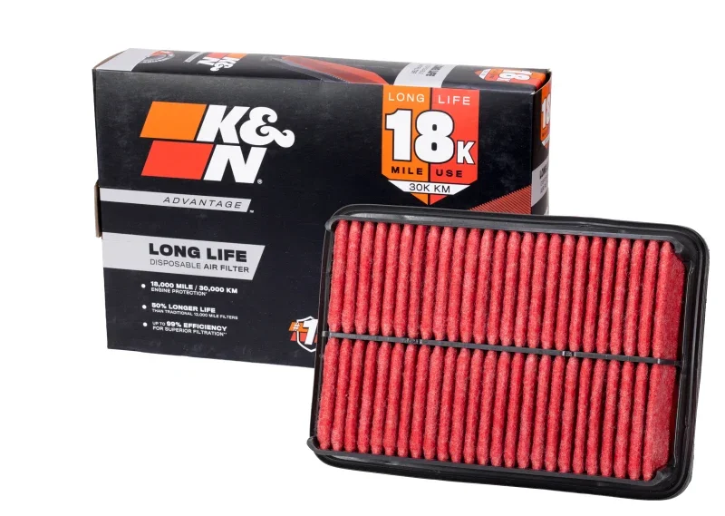 K&N Universal Air Filter 4in Flg 8-1/2in B 5in T 9-1/2in H Gen 3 - Side View