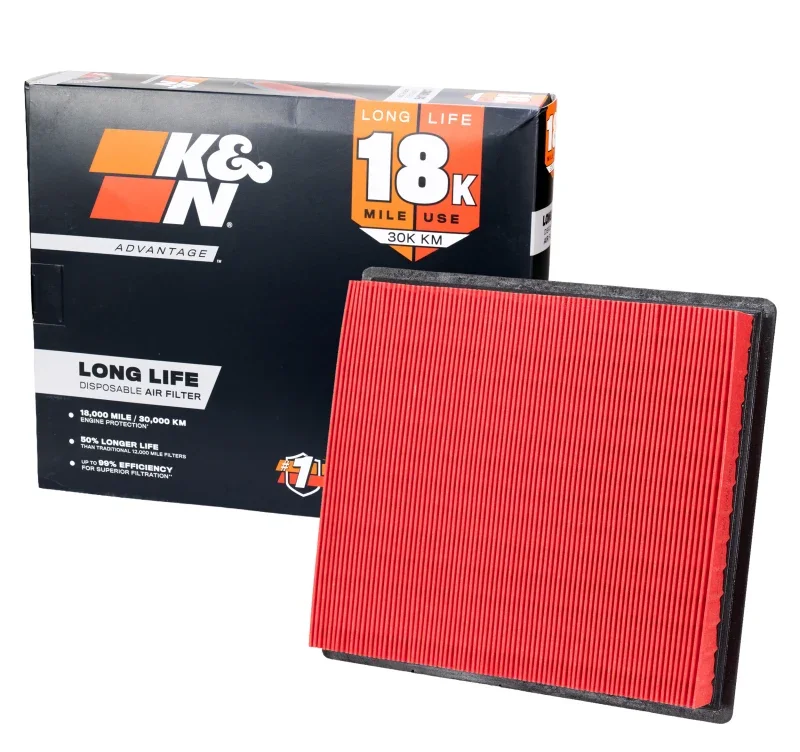 K&N Universal Air Filter 5in Flg 8-1/2in B 5-1/2in T 10-1/2in H Gen 3 Dry - 55 Plt - Side View